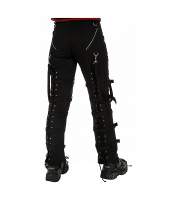 Men Gothic Threads Pant Goth Punk Cyber Black Buckle Pant Zips Straps Trousers Pants 